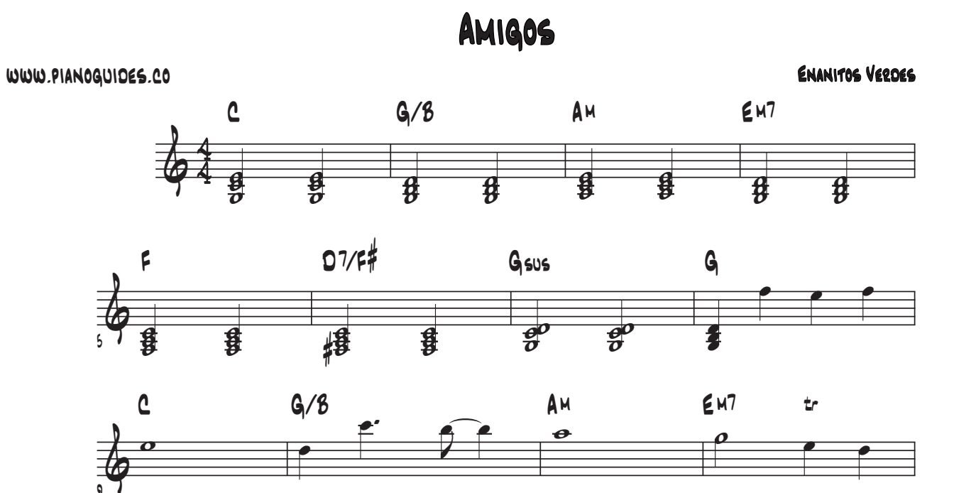Título y primeras líneas de la guía de Amigos