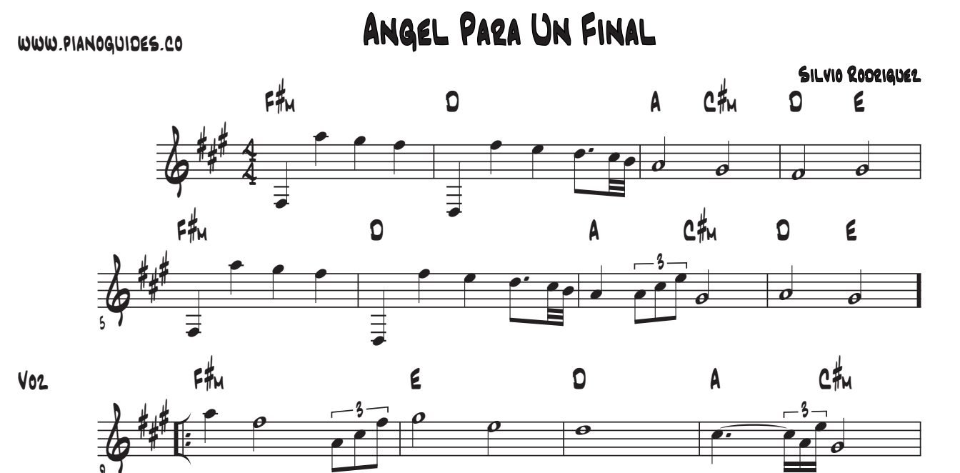Título y primeras líneas de la guía de Ángel Para Un Final