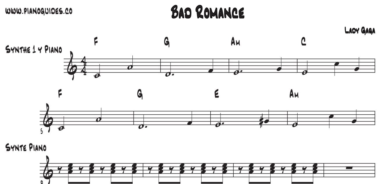 Título y primeras líneas de la guía de Bad Romance
