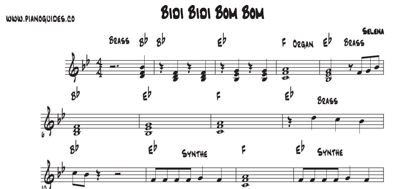 Título y primeras líneas de la guía de Bidi Bidi Bom Bom