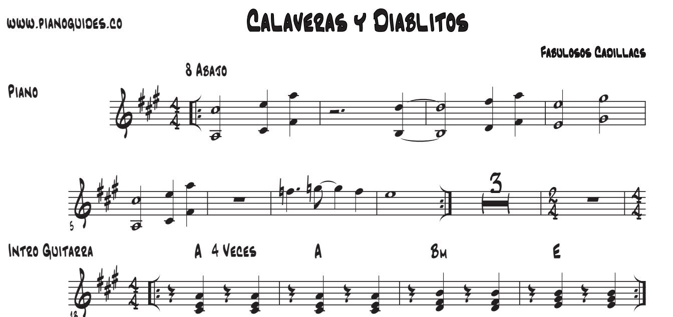 Título y primeras líneas de la guía de Calaveras y Diablitos