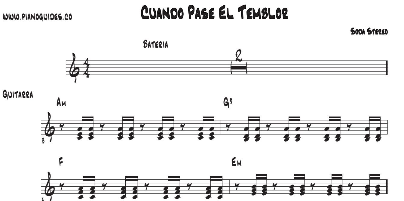 Título y primeras líneas de la guía de Cuando Pase El Temblor