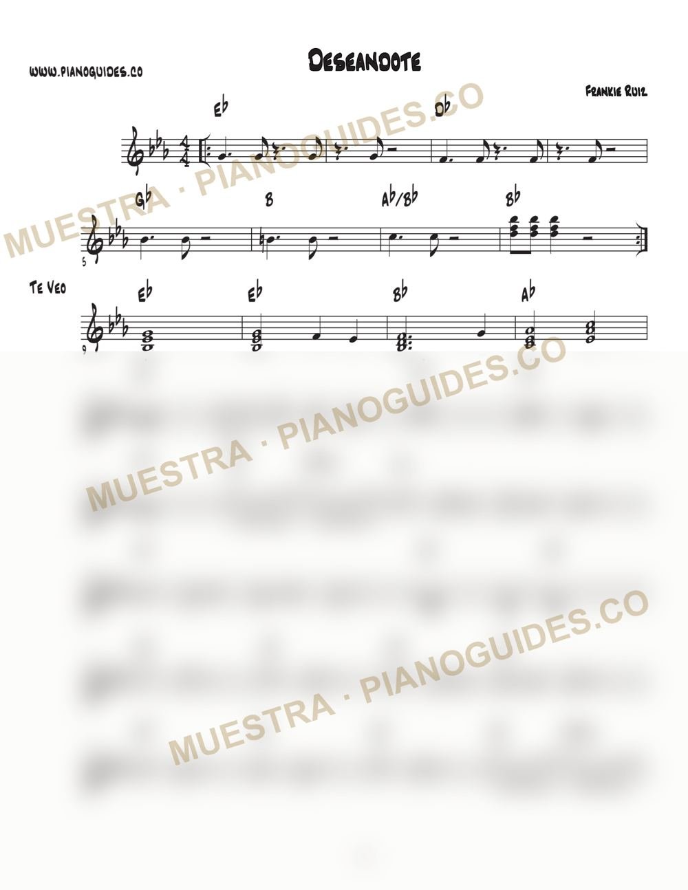 Primera página de la guía Deseándote