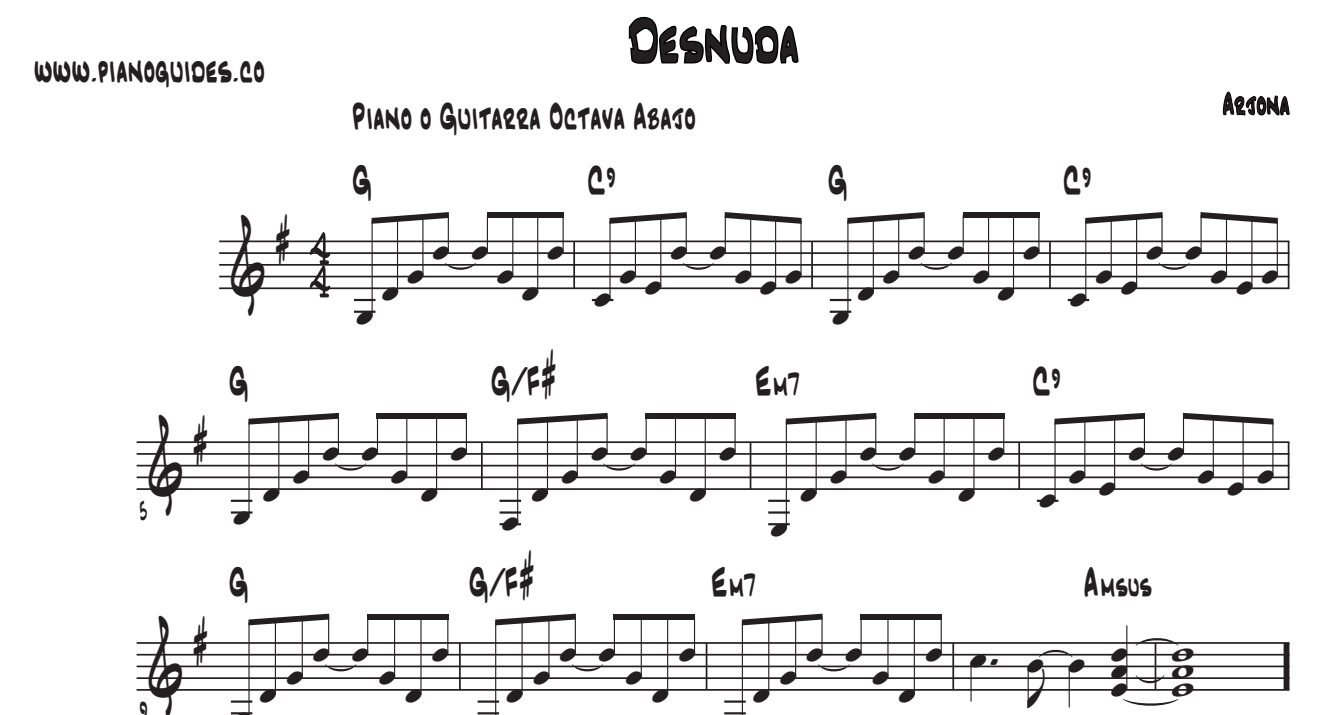Título y primeras líneas de la guía de Desnuda