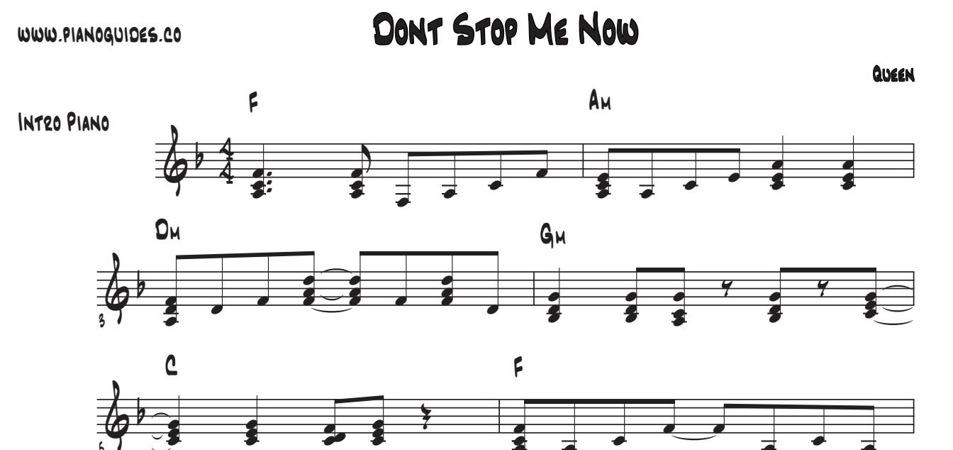 Título y primeras líneas de la guía de Don't Stop Me Now