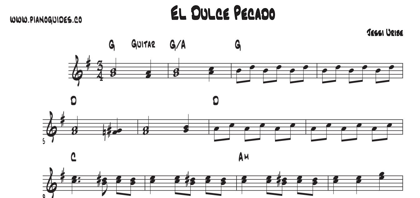 Título y primeras líneas de la guía de El Dulce Pecado