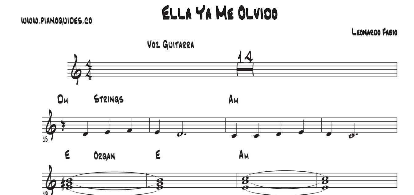 Título y primeras líneas de la guía de Ella Ya Me Olvidó