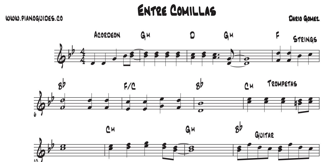 Título y primeras líneas de la guía de Entre Comillas