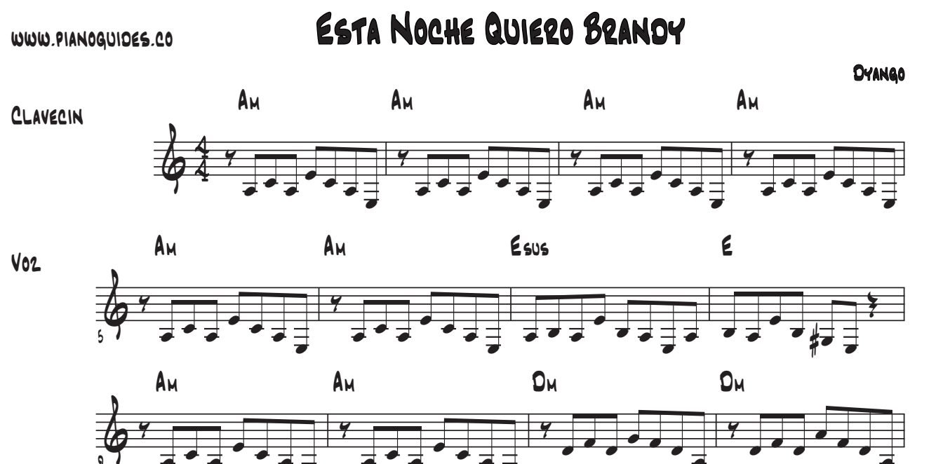 Título y primeras líneas de la guía de Esta Noche Quiero Brandy