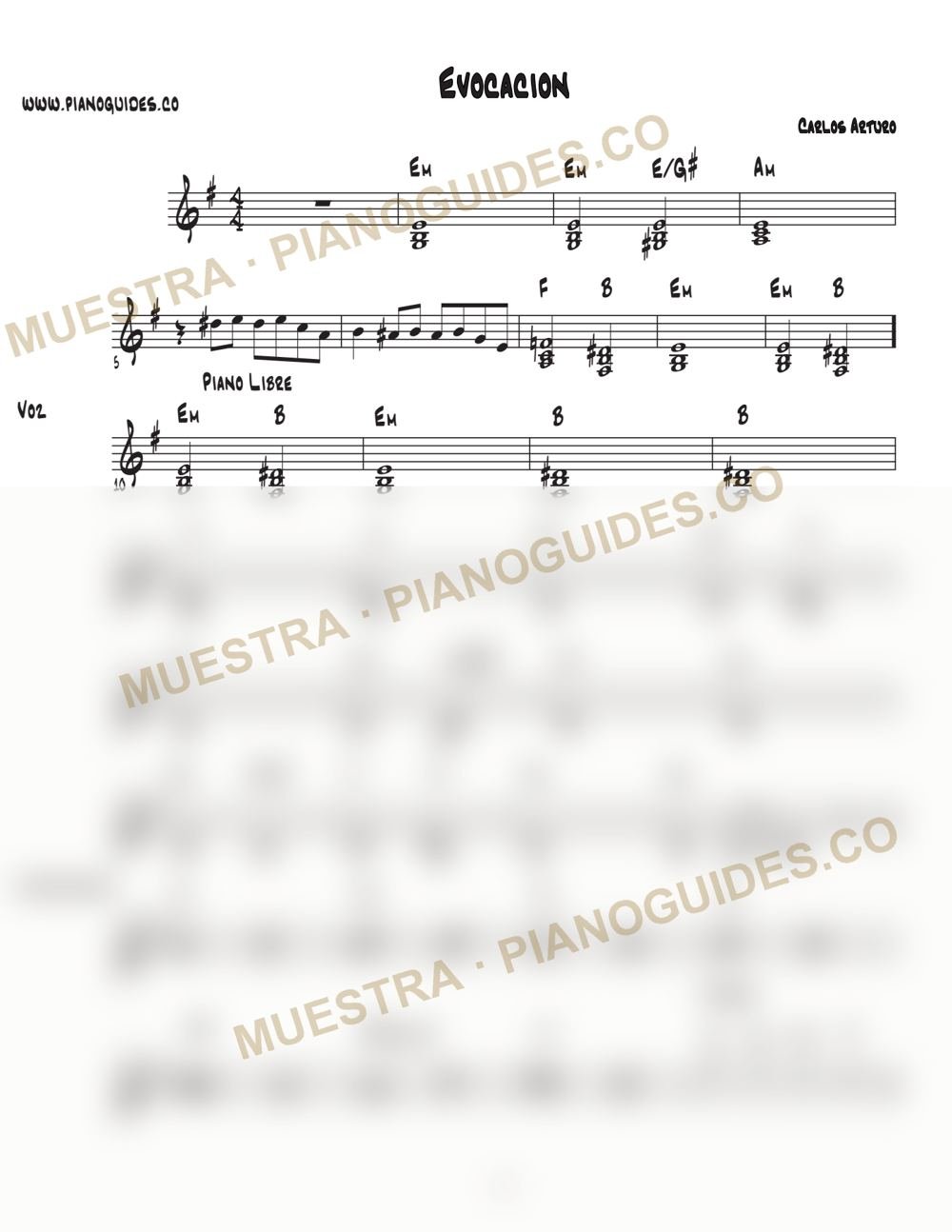 Primera página de la guía Evocación