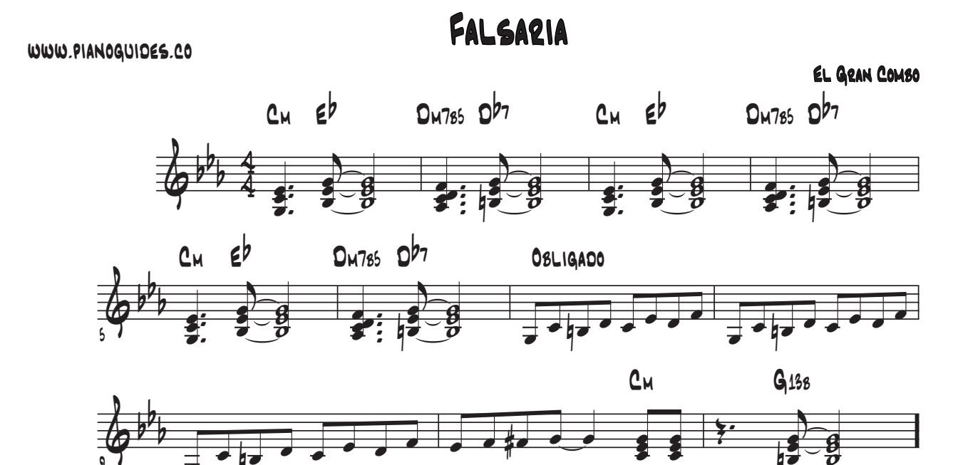 Título y primeras líneas de la guía de Falsaria