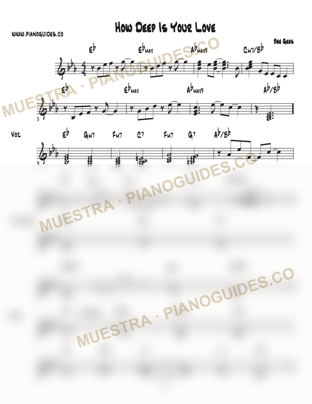 Primera página de la guía How Deep Is Your Love