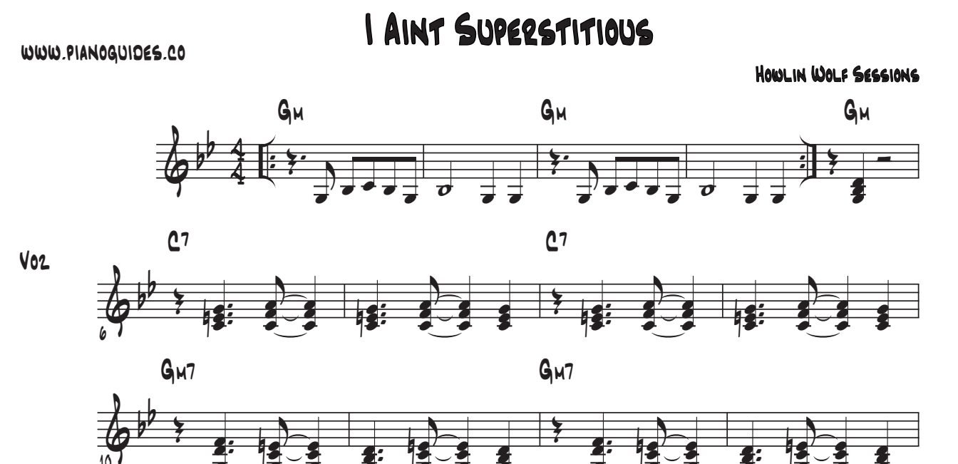 Título y primeras líneas de la guía de I Ain't Superstitious