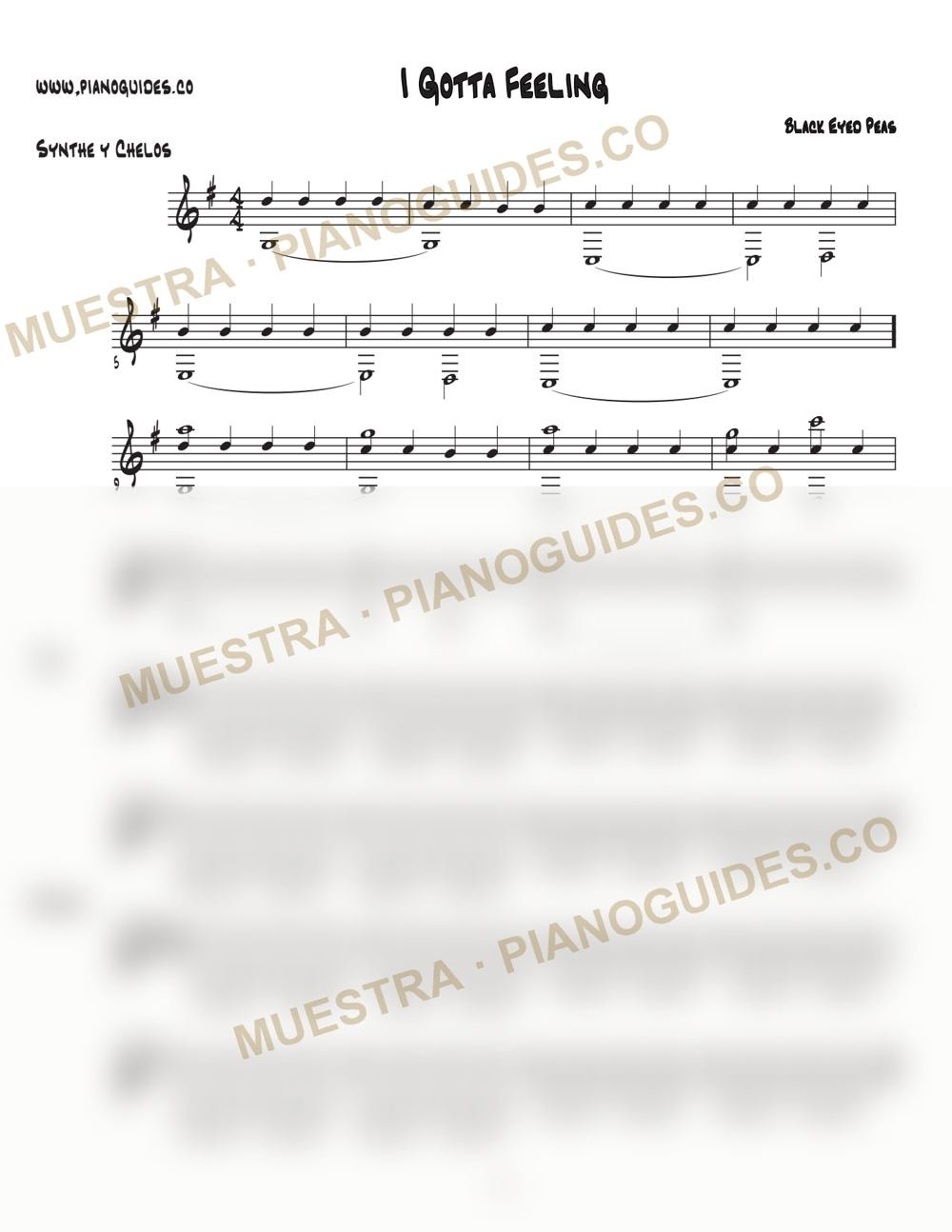 Primera página de la guía I Gotta Feeling