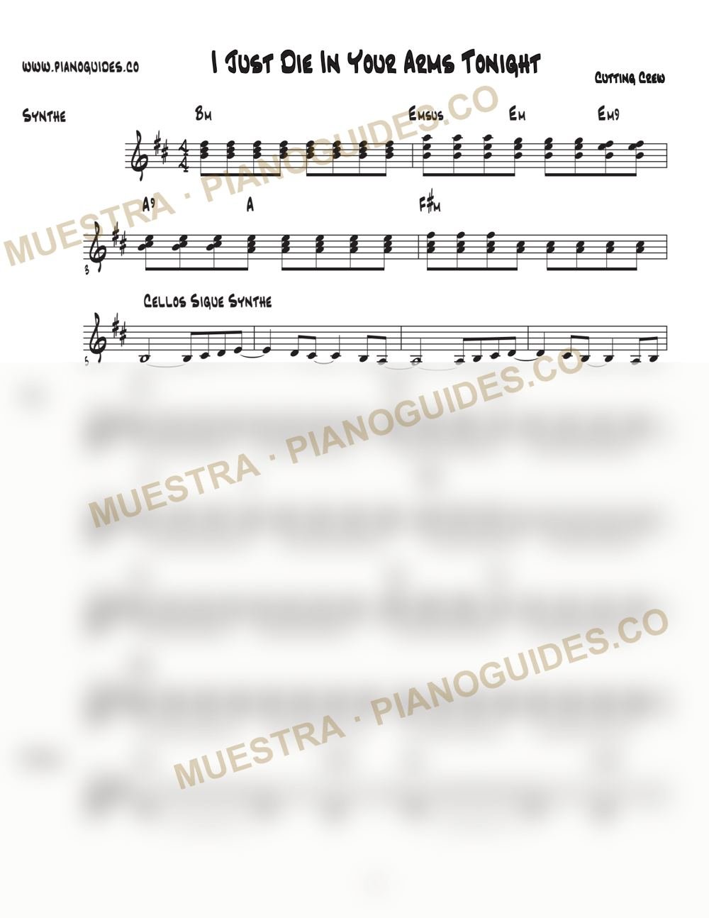 Primera página de la guía I Just Died In Your Arms Tonight