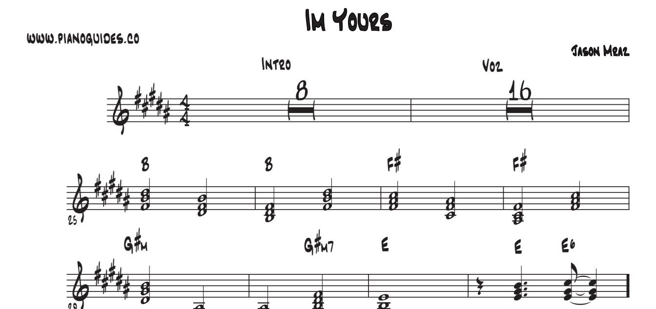 Título y primeras líneas de la guía de I'm Yours