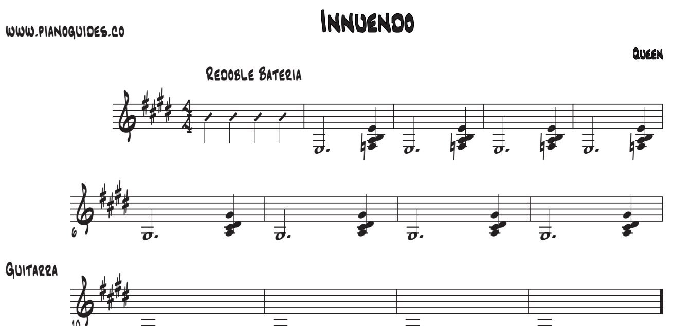 Título y primeras líneas de la guía de Innuendo