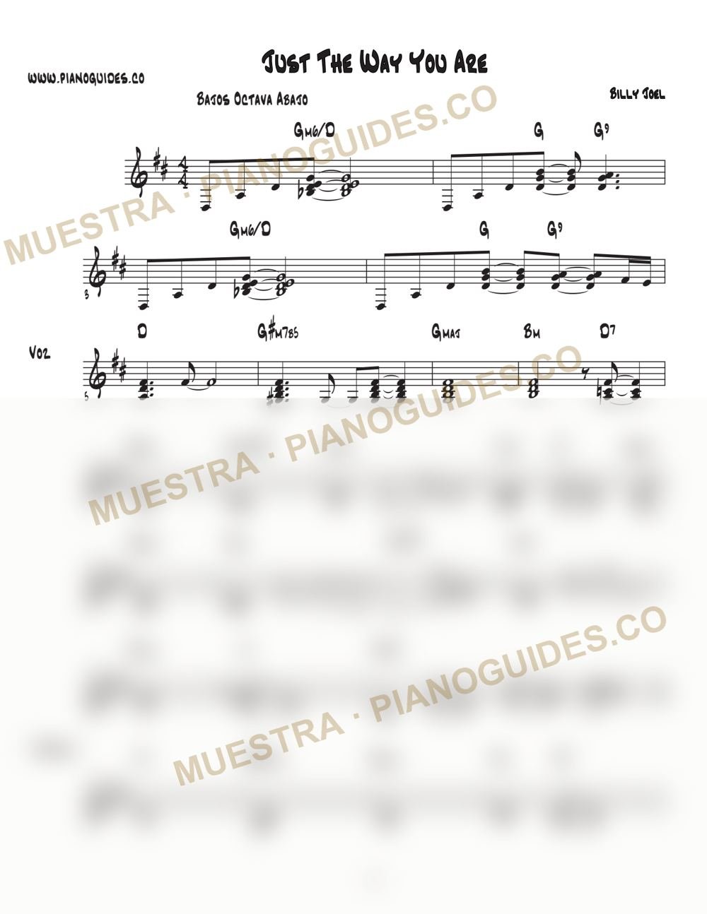 Primera página de la guía Just The Way You Are