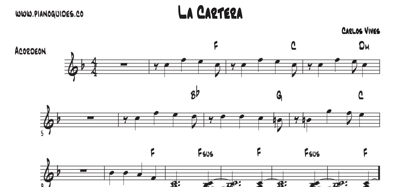 Título y primeras líneas de la guía de La Cartera