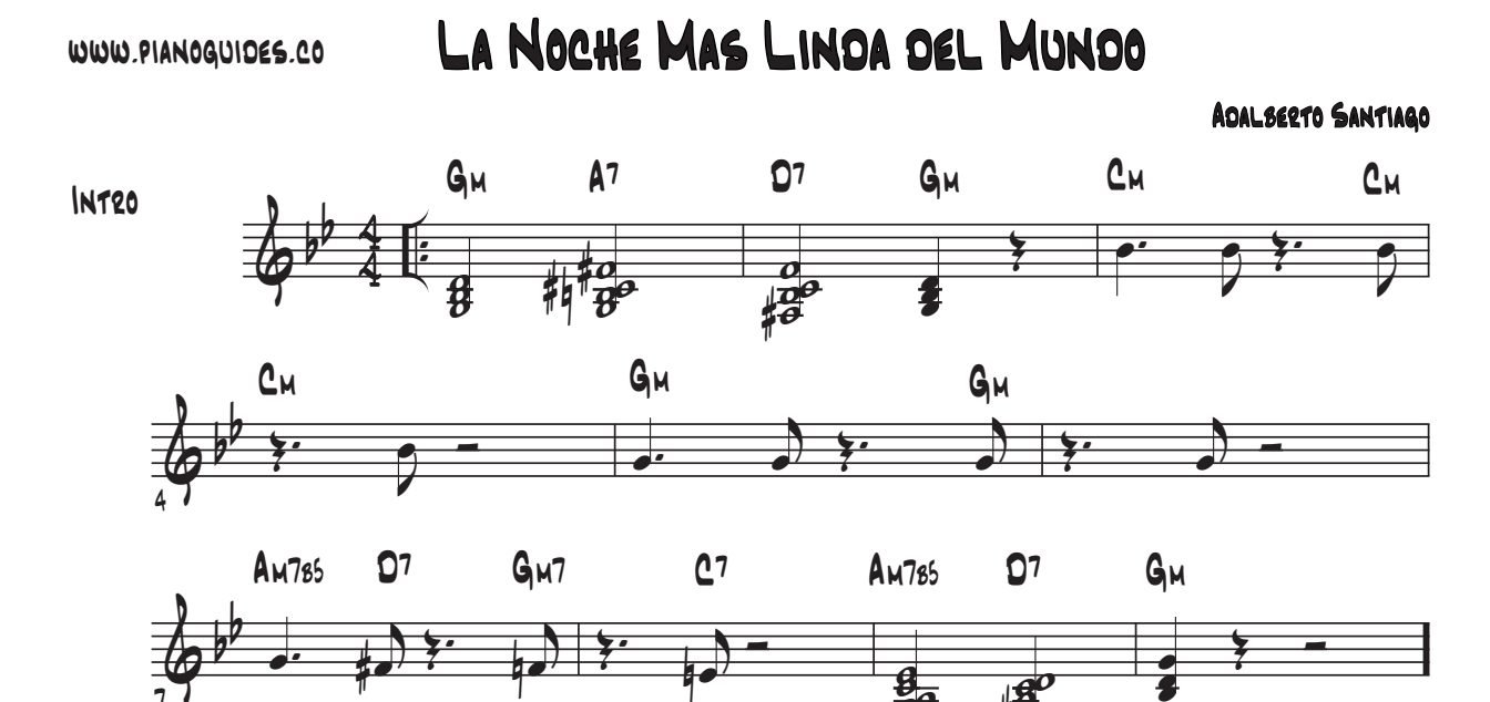 Título y primeras líneas de la guía de La Noche Más Linda Del Mundo
