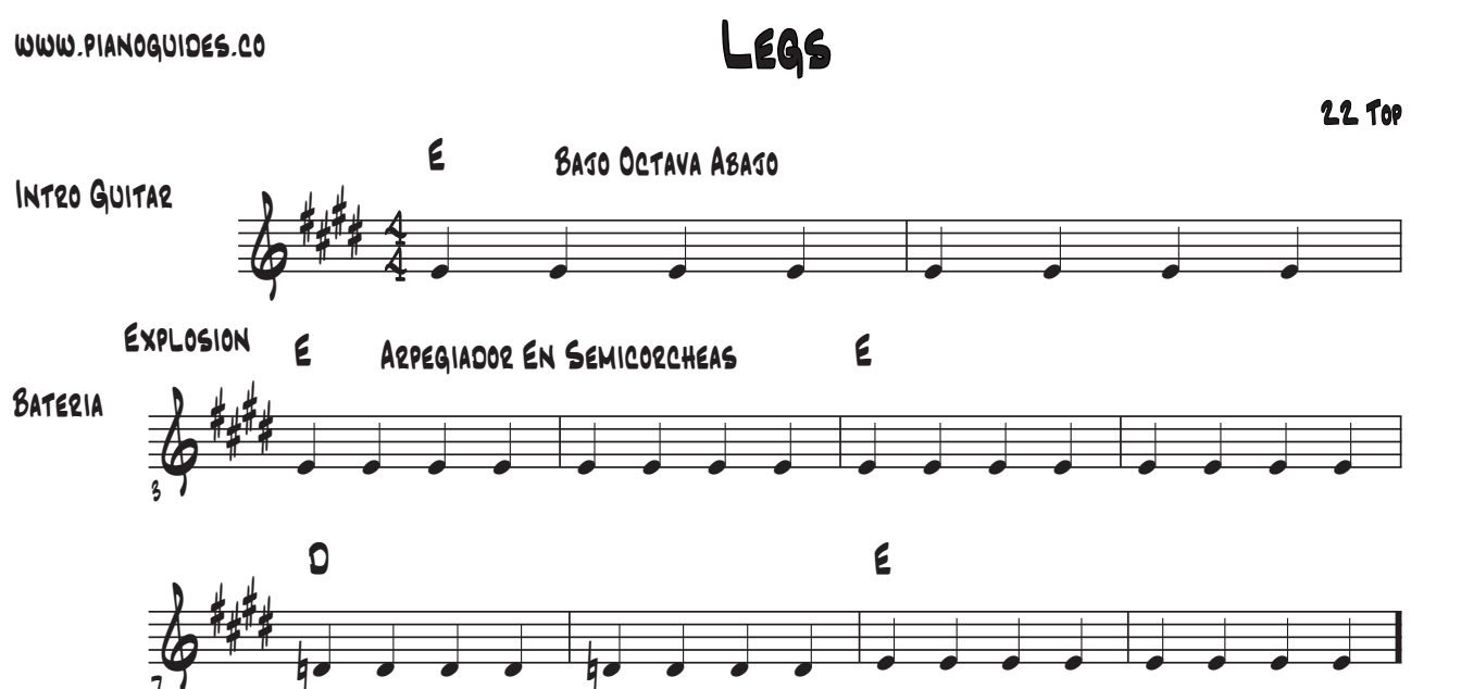 Título y primeras líneas de la guía de Legs