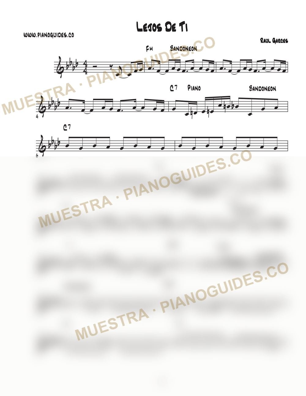 Primera página de la guía Lejos De Ti