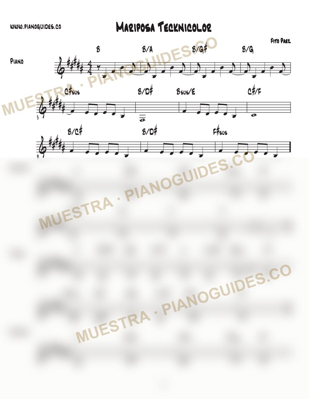 Primera página de la guía Mariposa Tecknicolor