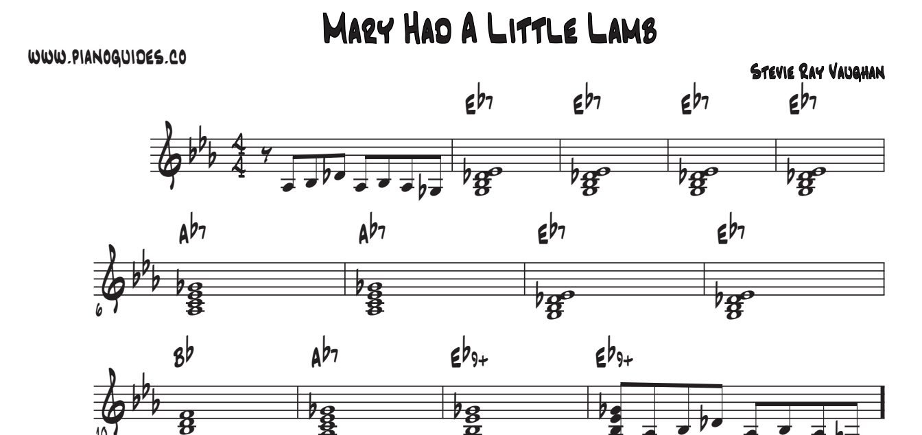 Título y primeras líneas de la guía de Mary Had A Little Lamb