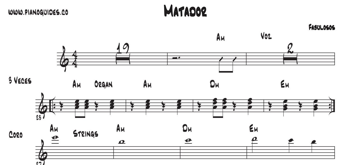 Título y primeras líneas de la guía de Matador