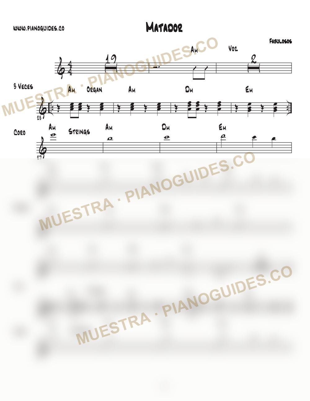 Primera página de la guía Matador