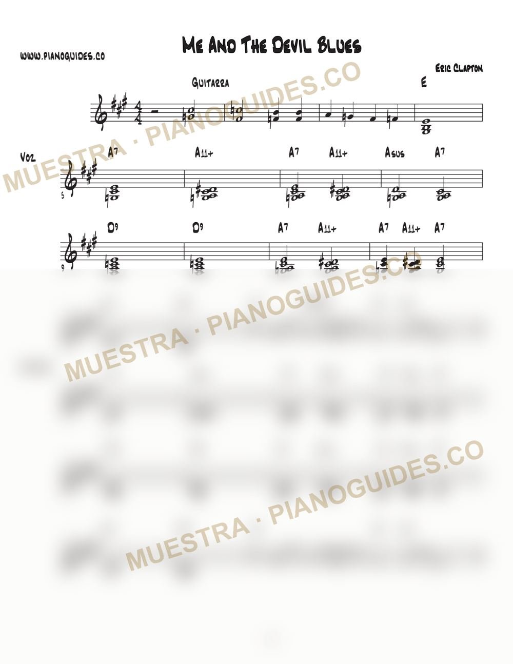 Primera página de la guía Me And The Devil Blues