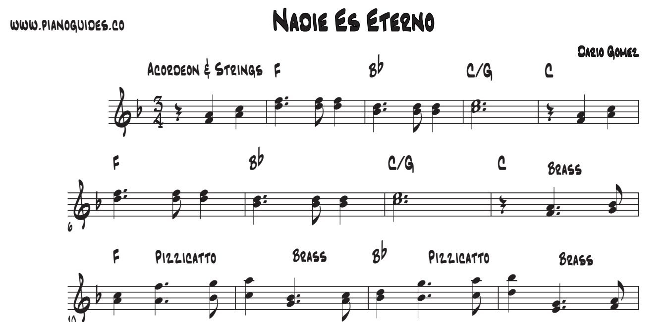 Título y primeras líneas de la guía de Nadie Es Eterno