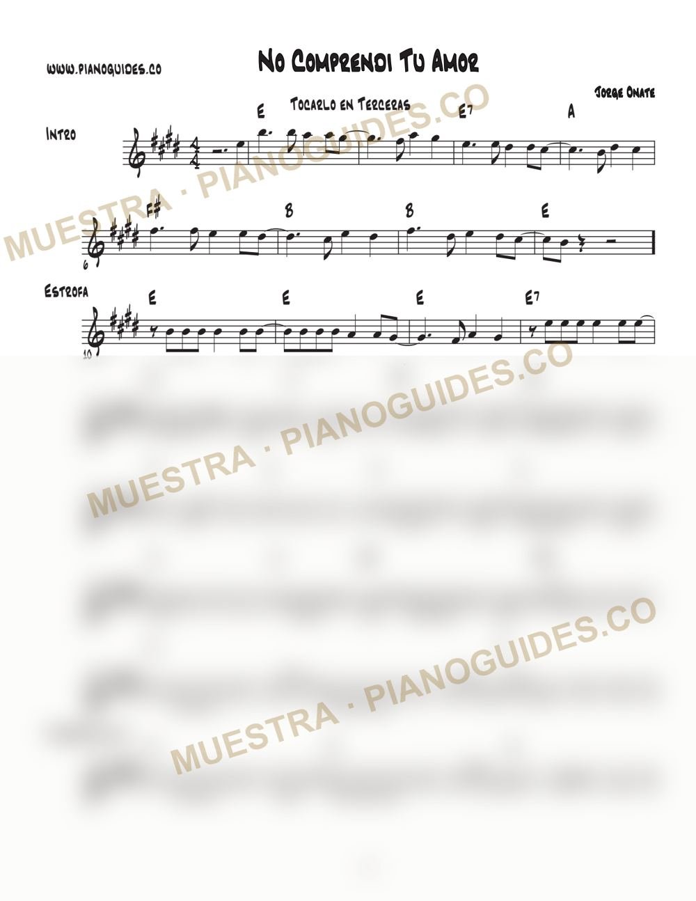 Primera página de la guía No Comprendí Tu Amor