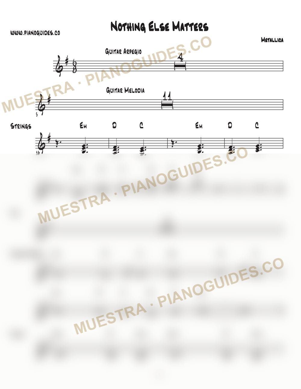 Primera página de la guía Nothing Else Matters