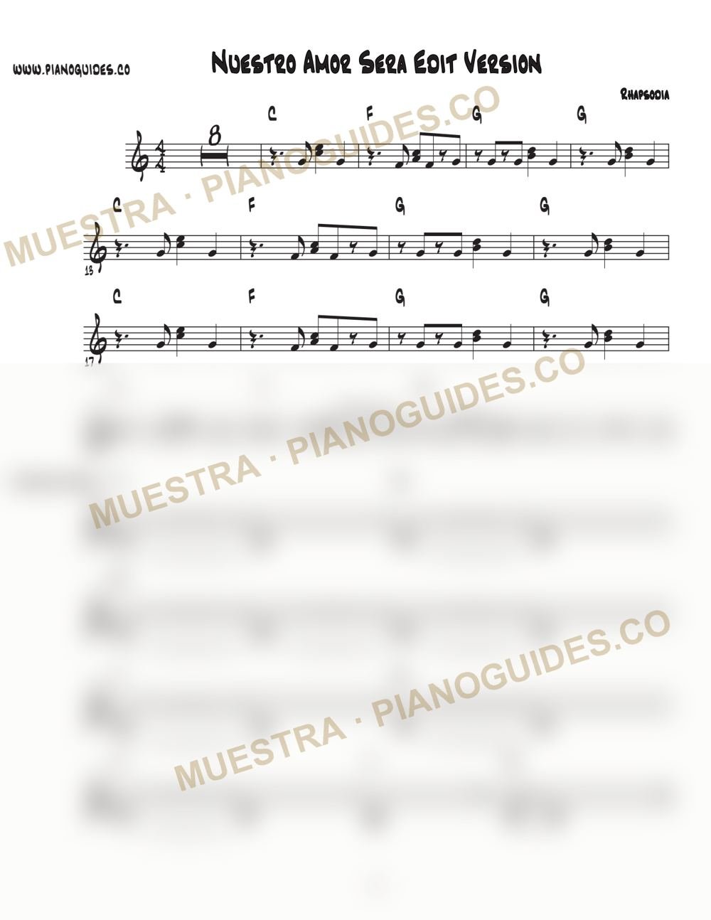 Primera página de la guía Nuestro Amor Será (Edit Version)