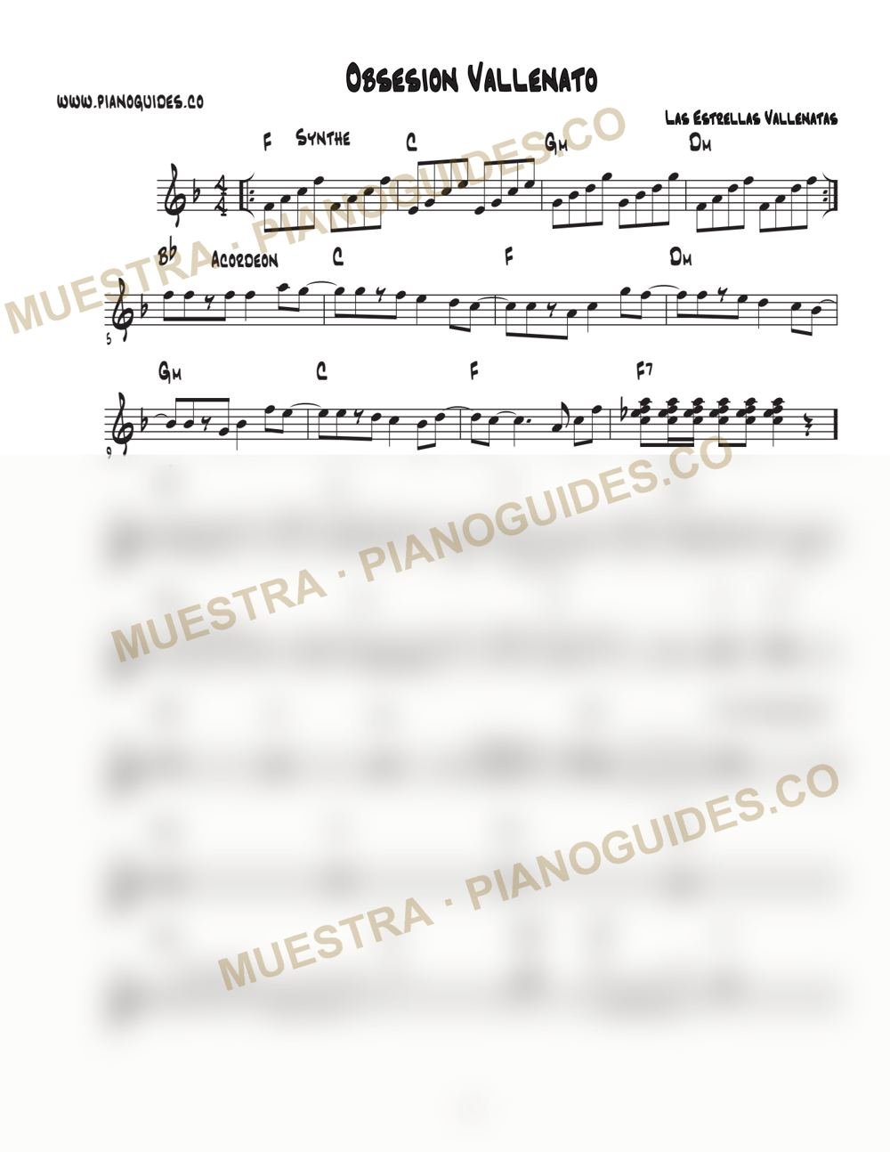 Primera página de la guía Obsesión Vallenato