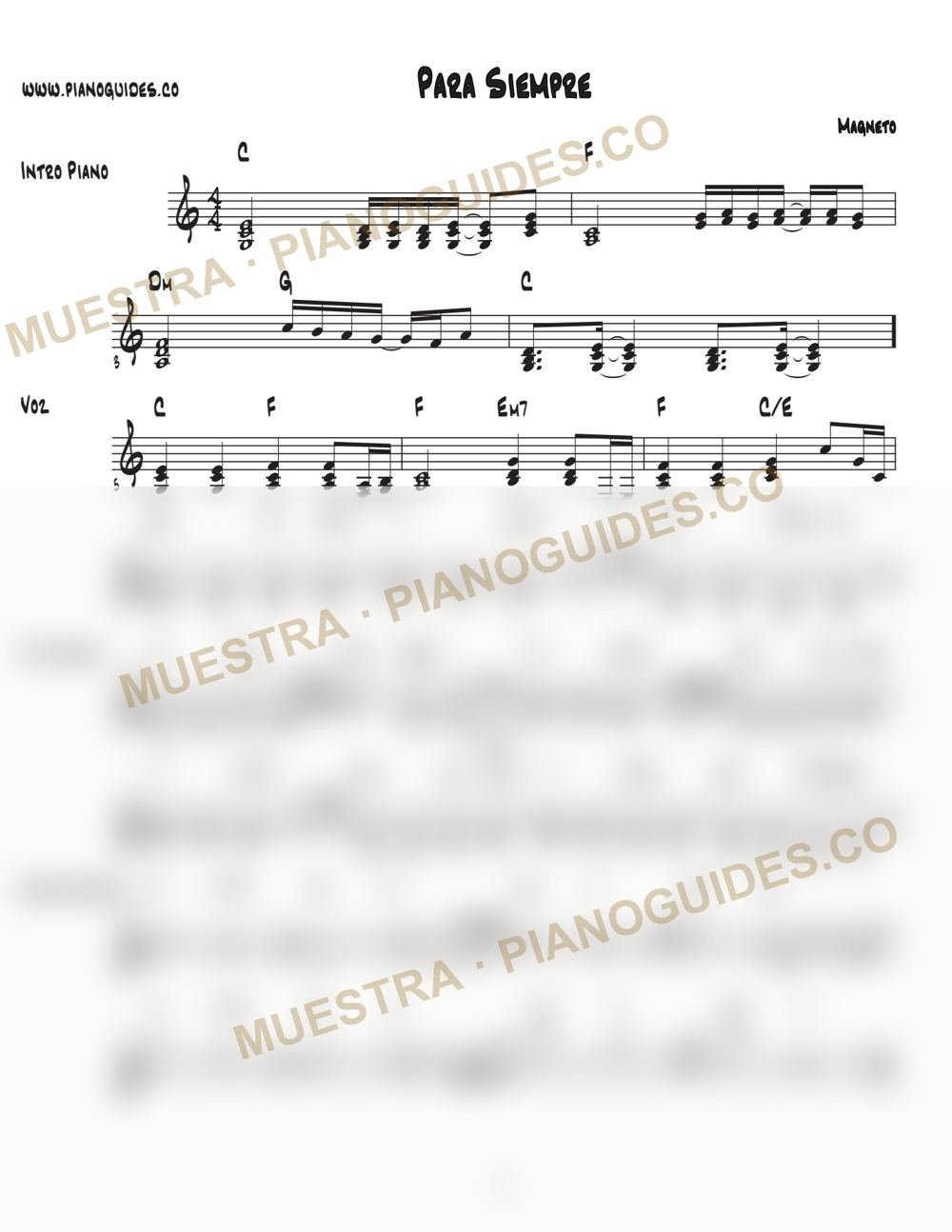 Primera página de la guía Para Siempre