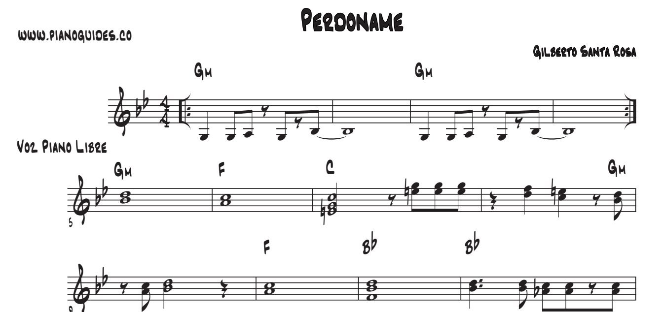 Título y primeras líneas de la guía de Perdóname