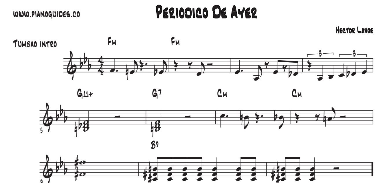 Título y primeras líneas de la guía de Periódico De Ayer