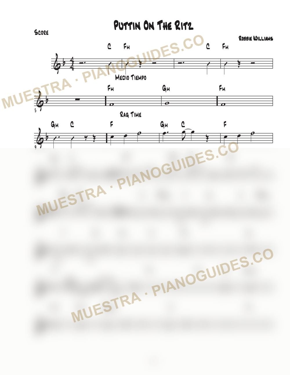 Primera página de la guía Puttin' On The Ritz