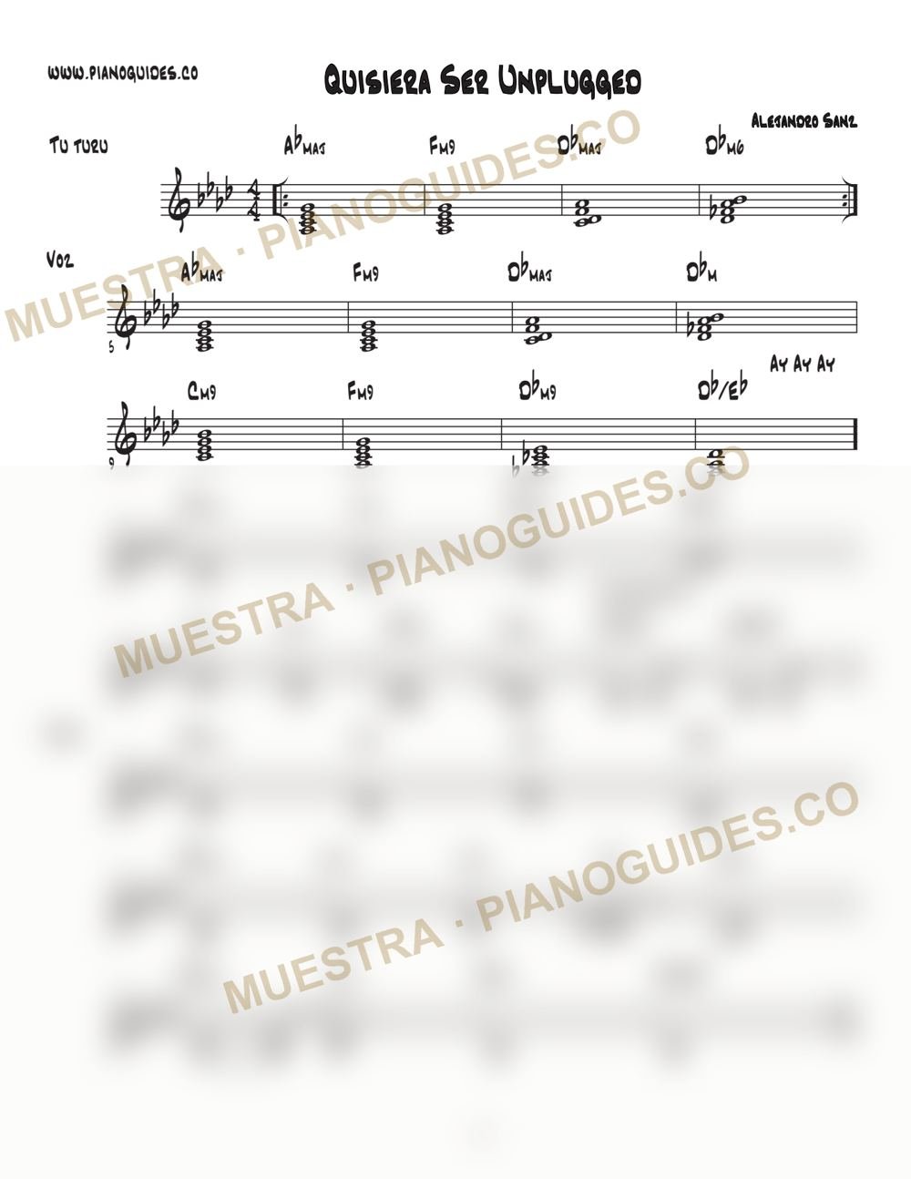 Primera página de la guía Quisiera Ser (Unplugged)