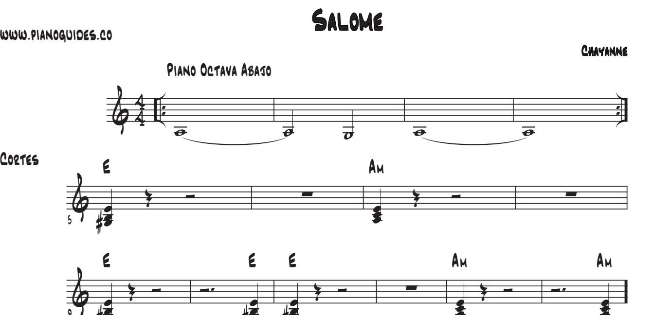 Título y primeras líneas de la guía de Salomé