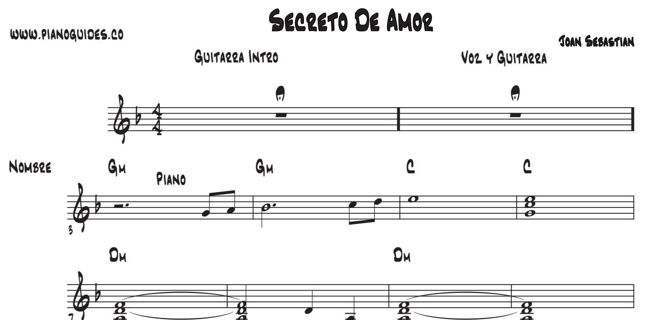 Título y primeras líneas de la guía de Secreto De Amor