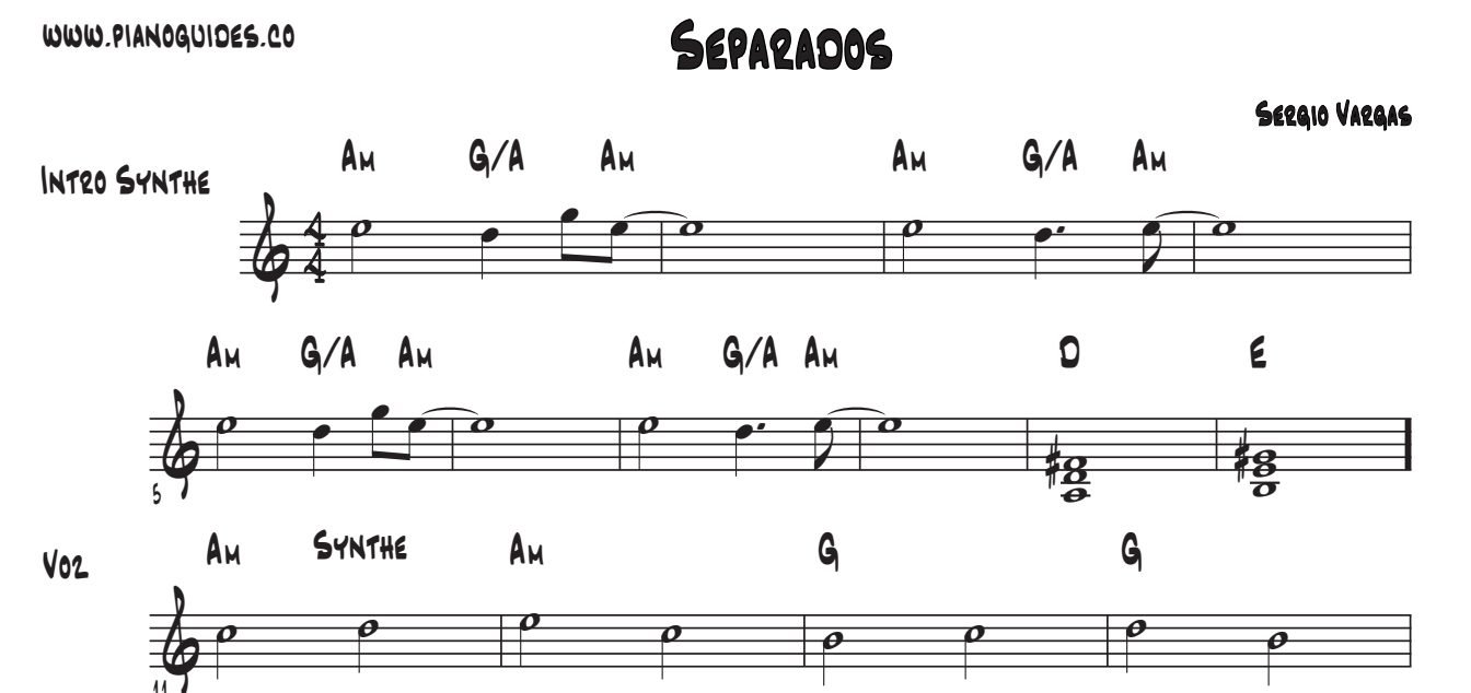 Título y tres primeras líneas de la guía de Separados (Sergio Vargas)