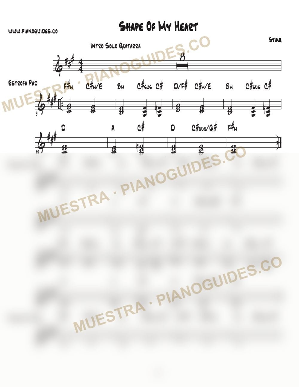 Primera página de la guía Shape Of My Heart