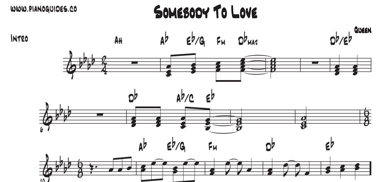 Título y primeras líneas de la guía de Somebody To Love