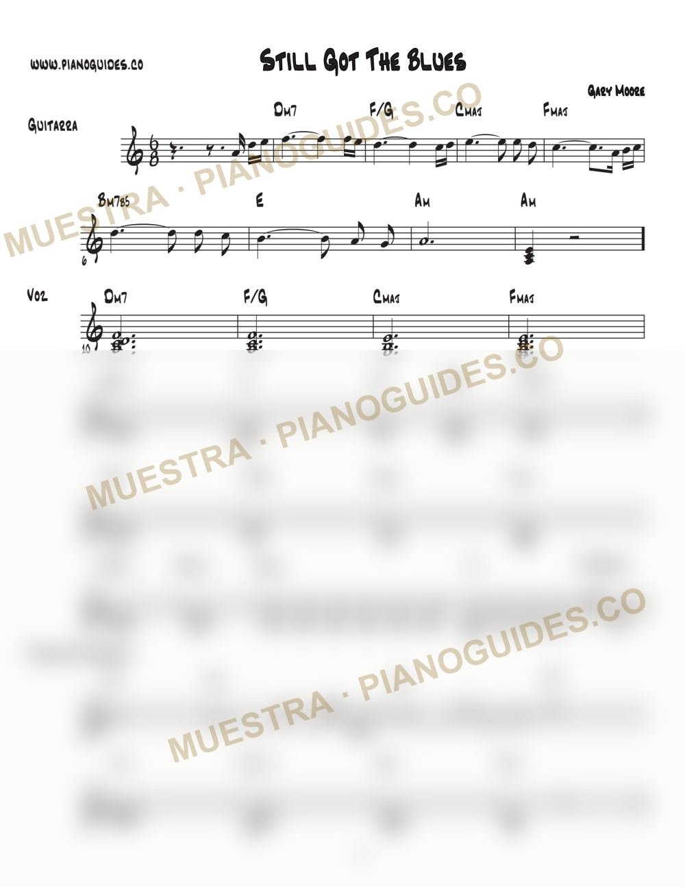Primera página de la guía Still Got The Blues
