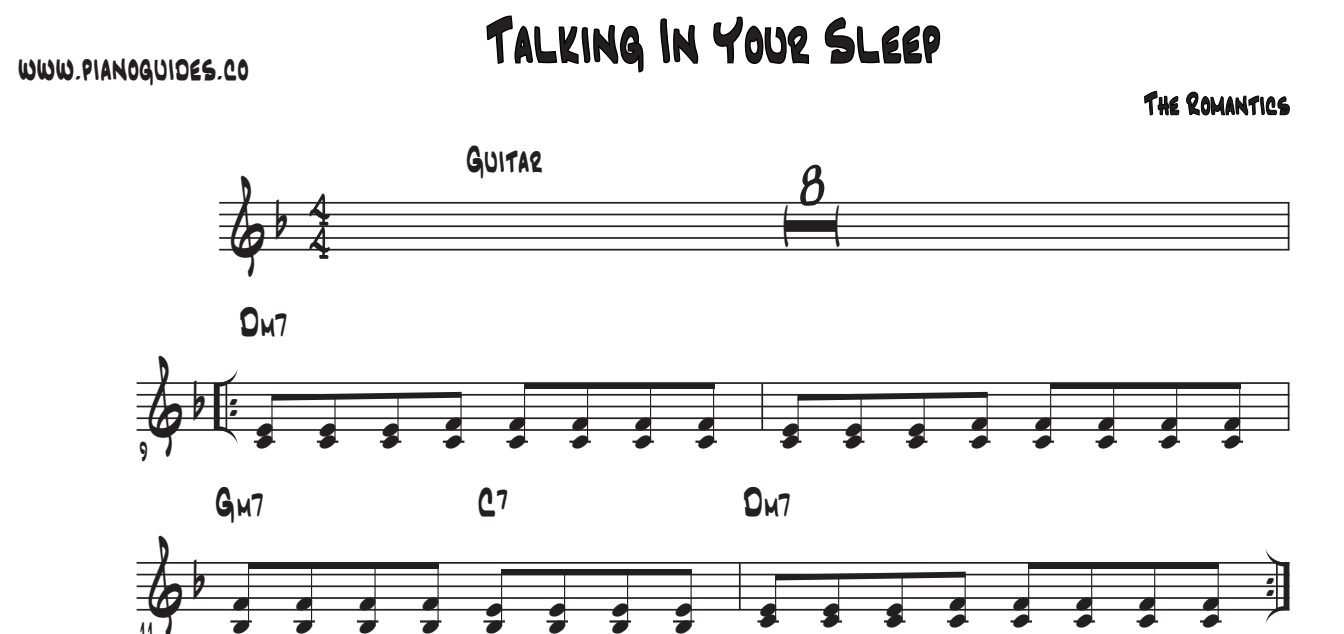 Título y primeras líneas de la guía de Talking In Your Sleep