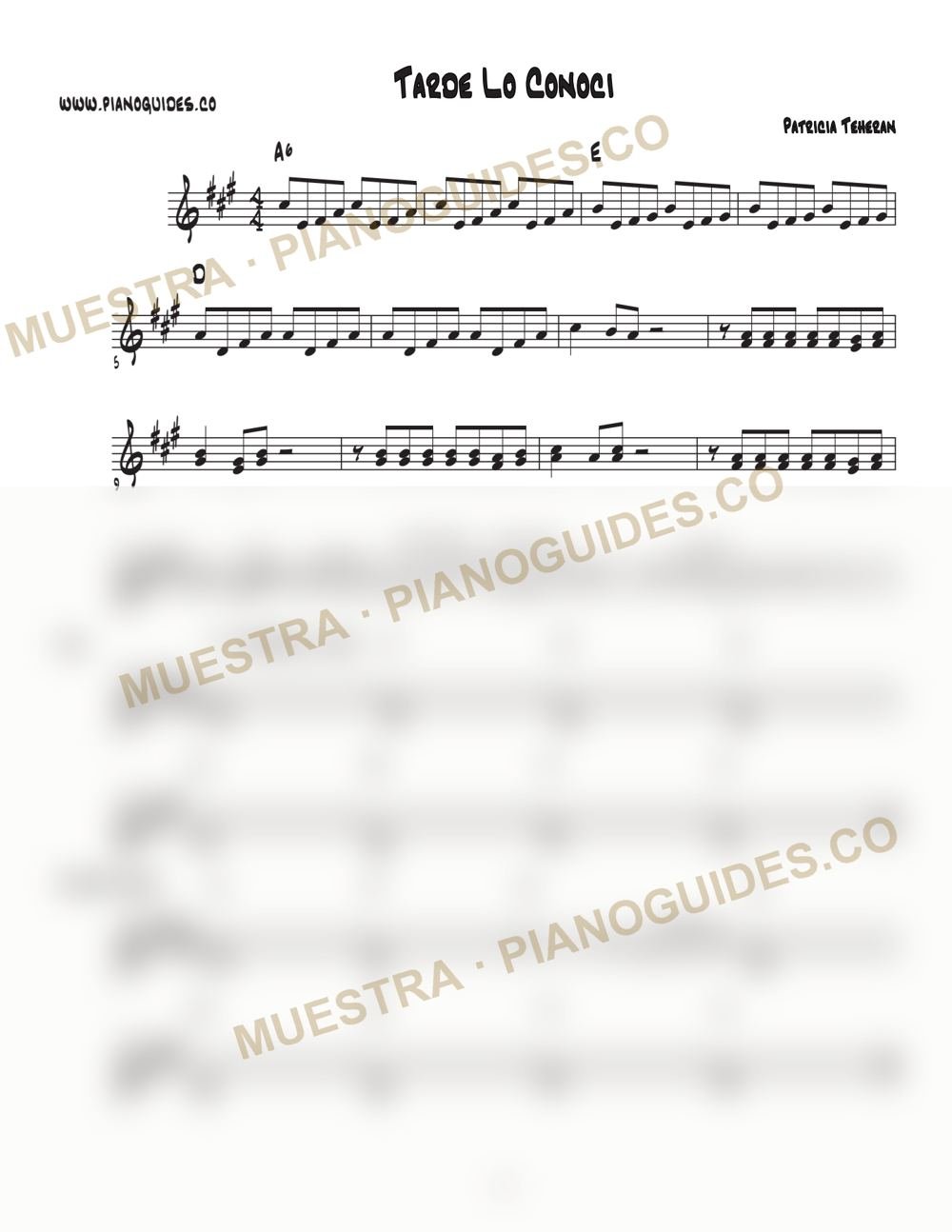 Primera página de la guía Tarde Lo Conocí