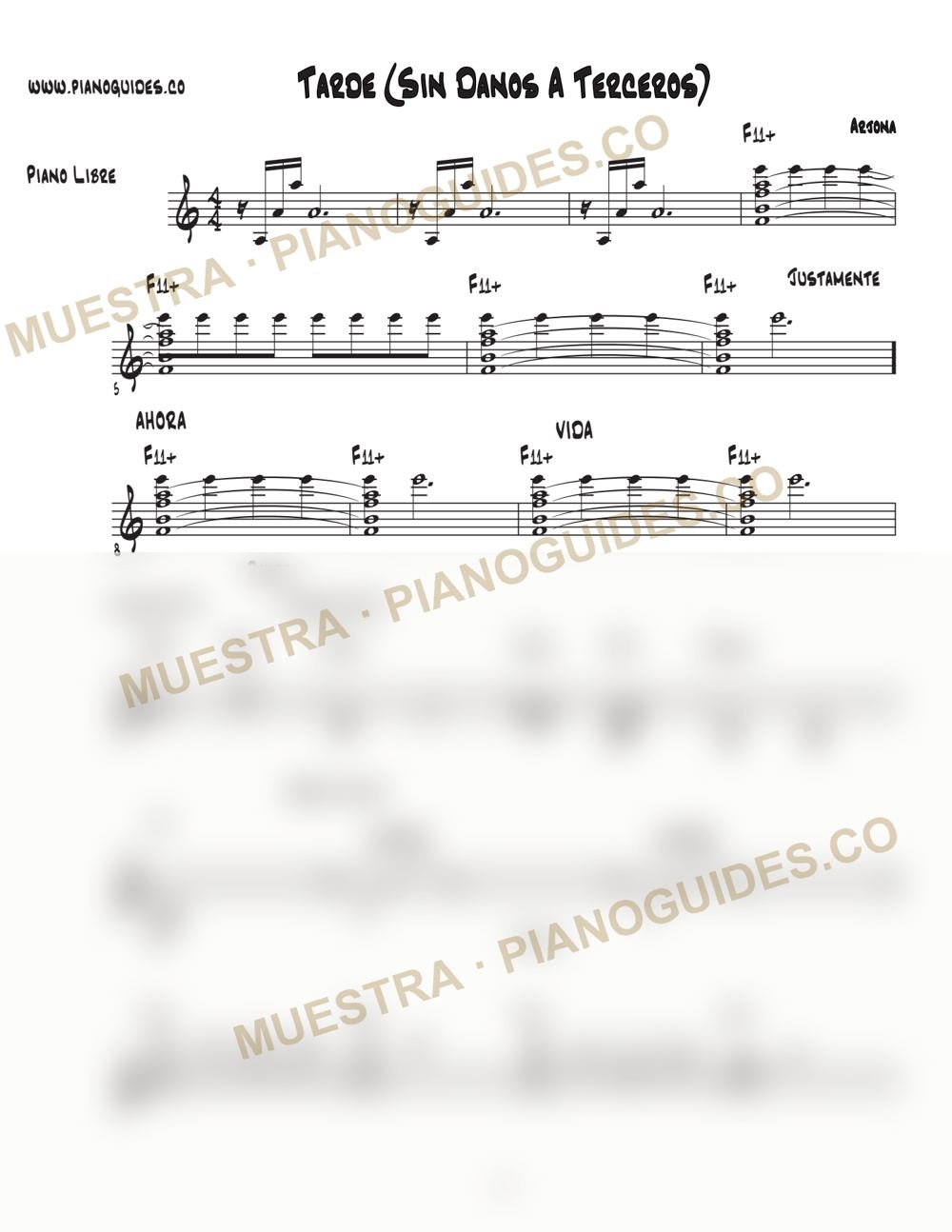Primera página de la guía Tarde (Sin Daños A Terceros)